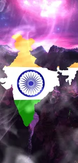 Vibrant Indian map with purple background wallpaper.