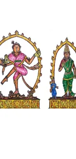 Indian traditional sculptures on white background wallpaper.