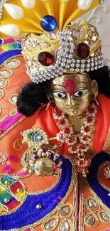 Vibrant Indian deity in colorful attire.