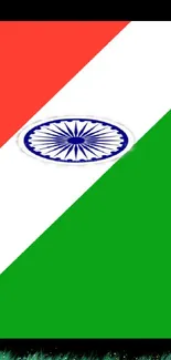 Mobile wallpaper with Indian flag and Ashoka Chakra.