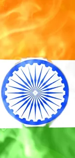 Mobile wallpaper displaying the Indian flag with tricolor and Ashoka Chakra.