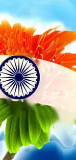 Indian flag themed floral wallpaper with vibrant colors.