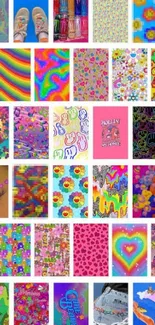 Vibrant Indie Kidcore aesthetic collage wallpaper with playful patterns.