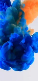 Dynamic blue and orange ink cloud wallpaper with vibrant colors.