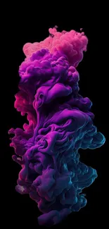 Vibrant ink cloud wallpaper with pink, purple, and blue on black background.