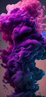 Vibrant purple and pink ink explosion art wallpaper for mobile.