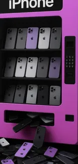 Vending machine with iPhones wallpaper