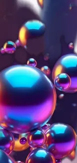 Colorful 3D bubbles floating in abstract space.