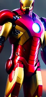 Vibrant Iron Man mobile wallpaper in red and gold tones.