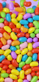 Vibrant assortment of colorful jelly beans.