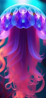 Ethereal jellyfish glowing in vibrant purple hues.