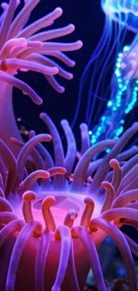 Vibrant purple jellyfish in underwater scene