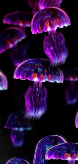 Vibrant and glowing jellyfish against a dark backdrop.