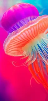 Vibrant and colorful jellyfish in an underwater scene.