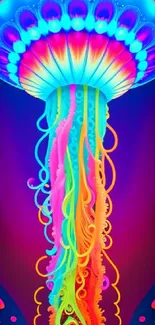 A vibrant jellyfish with neon colors, showcasing a stunning aquatic design.