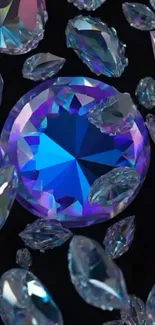 Abstract blue jewel wallpaper with vibrant colors.