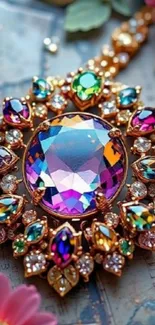 Vibrant jewel-encrusted ornament design.