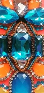 Vibrant jewel mosaic with colorful gemstones