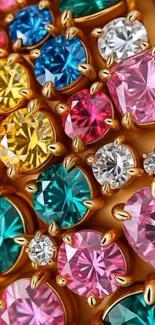 Colorful jewel pattern mobile wallpaper