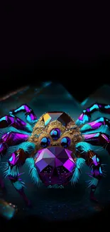 Jewel-themed spider design with vivid colors on dark background.