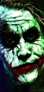 Colorful and abstract Joker face art for mobile wallpaper.