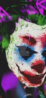 Colorful Joker pop art wallpaper with vibrant shades for mobile screen.