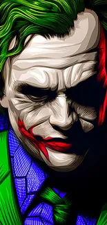 Vibrant artistic Joker mobile wallpaper with bold colors