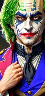 Joker-inspired vibrant digital artwork featuring bold colors and detailed design.