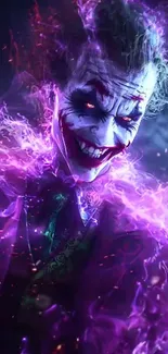 Dynamic Joker artwork with vibrant purple theme.