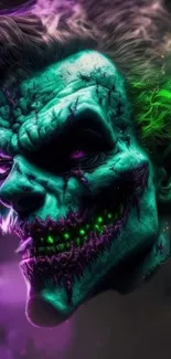 Dark Joker face in vibrant neon colors.