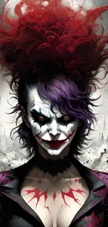 Joker-inspired character with vibrant colors and intricate details in a fantasy style.