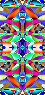 Vibrant kaleidoscope pattern mobile wallpaper with colorful abstract design.