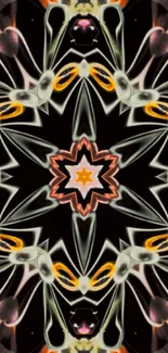 Vibrant kaleidoscope wallpaper with colorful geometric patterns.