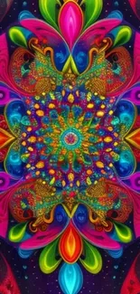 Vibrant kaleidoscope art design with colorful patterns.