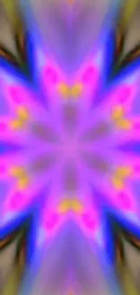 Vibrant kaleidoscope art wallpaper with purple and pink hues.