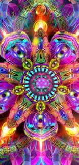 Colorful kaleidoscope wallpaper with vibrant psychedelic patterns.