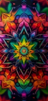 Multicolor kaleidoscope design wallpaper with vibrant and intricate patterns.