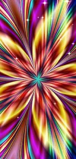 Vibrant kaleidoscope wallpaper with a colorful burst pattern.