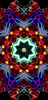 Colorful kaleidoscope pattern with geometric shapes