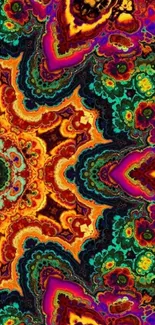 Vibrant kaleidoscope art wallpaper with intricate patterns.