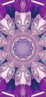 Purple kaleidoscope artwork in vibrant symmetrical design.