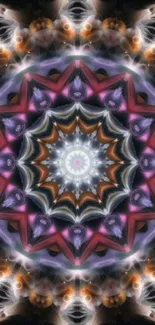 Vibrant kaleidoscope wallpaper with geometric patterns and vivid colors.