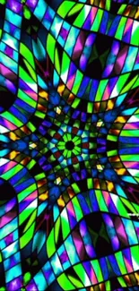 Vibrant geometric kaleidoscope wallpaper design.