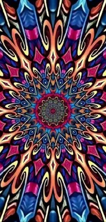 Vibrant kaleidoscope art wallpaper with intricate patterns.