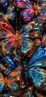 Colorful kaleidoscope butterflies in vibrant hues