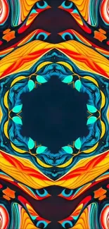 Vibrant kaleidoscope design with abstract patterns.