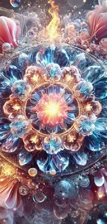 Intricate fantasy kaleidoscope wallpaper with vibrant colors.