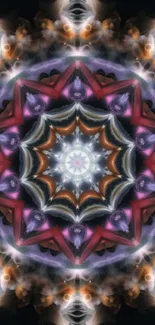 Colorful kaleidoscope mandala art wallpaper for mobile.