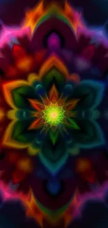 Colorful kaleidoscope mandala wallpaper with abstract patterns.