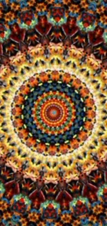 Colorful kaleidoscope mandala pattern wallpaper for mobile screens.